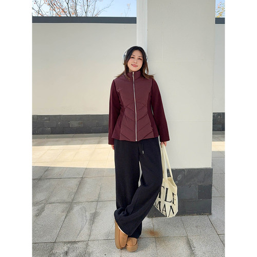 羽绒服螺纹针织拼接显瘦