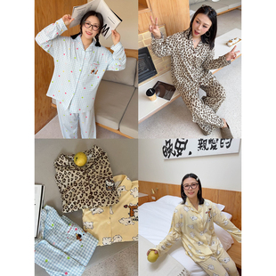 家居服 韩系减龄少女宅家舒适睡衣秋两件套装 VOGANA戛纳家大码 女装