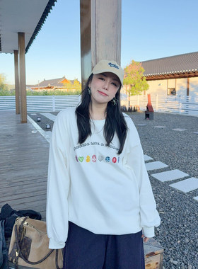 VOGANA戛纳家大码女装胖mm巨好看遮肚显瘦上衣200斤宽松套头卫衣