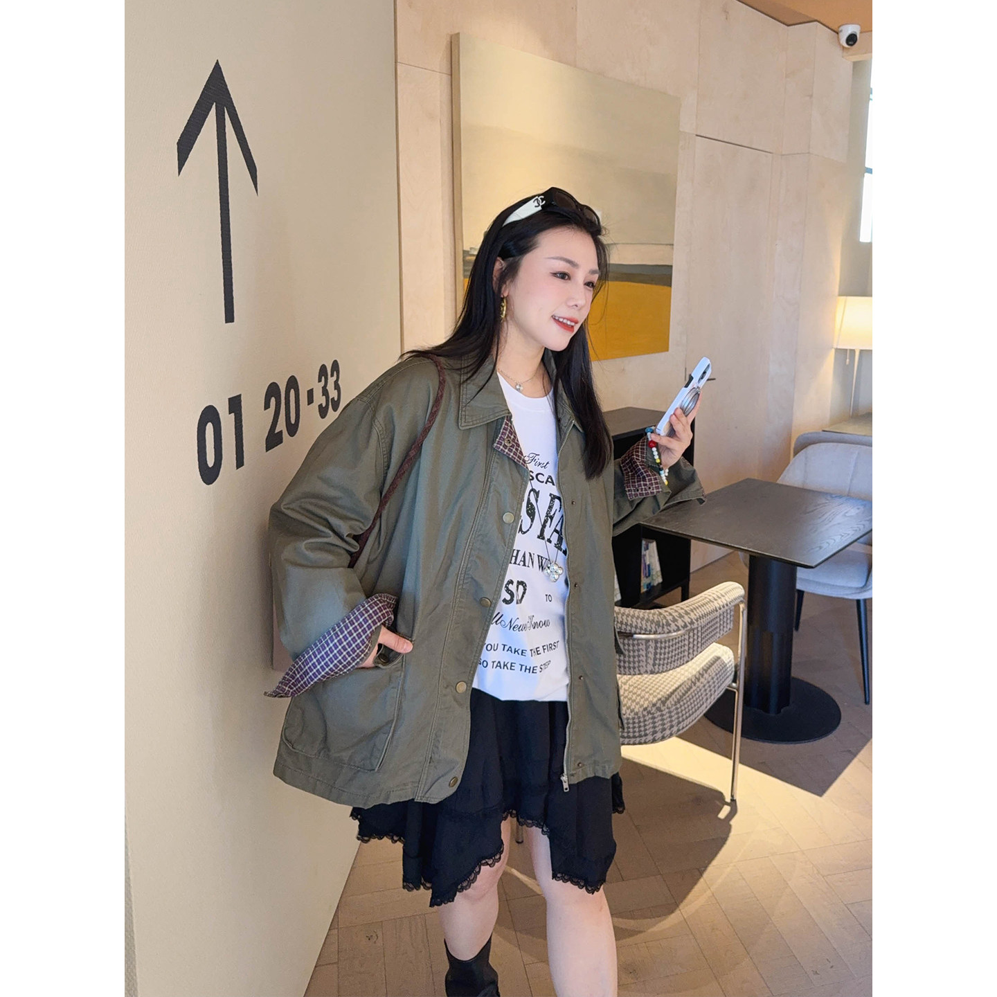 VOGANA戛纳家大码女装美式工装citywalk松弛慵懒休闲宽松显瘦外套