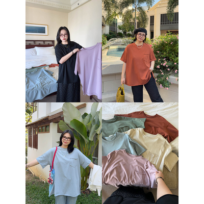 VOGANA戛纳家大码女装博主舒适t简约纯色休闲松弛宽松显瘦短袖t恤