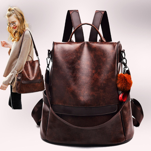 女包包韩版2026新款时尚软皮大容量背包街头休闲双肩包多用单肩挎
