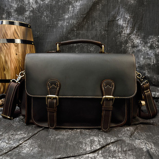 疯马皮单反相机包真皮斜挎包头层牛皮手提包大容量工具包收纳包男