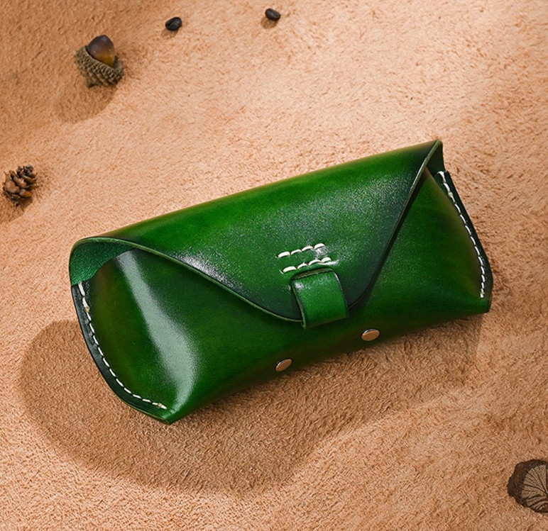 植鞣牛皮复古个性眼镜盒纯手工真皮穿皮带腰挂眼镜包收纳包手抓包