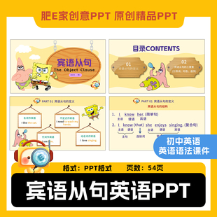 肥E家宾语从句初中语法PPT课件带趣味动画音效ppt