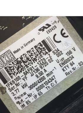 KUKA电机1FK6100-8AF91-1ZZ9-Z S34  拆机7成新如图现货 ZS34