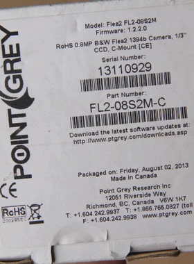 Point Grey 灰点相机 FL2-08S2M-C 全新原包装  黑白色 咨询价格