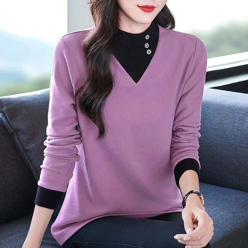 德绒打底衫女装2025秋冬新款洋气妈妈长袖t恤半高领保暖女士上衣