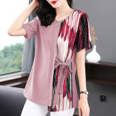 t恤女夏装 中长款 新款 大码 百搭显瘦上衣服 妈妈胖mm体恤衫 纯棉短袖