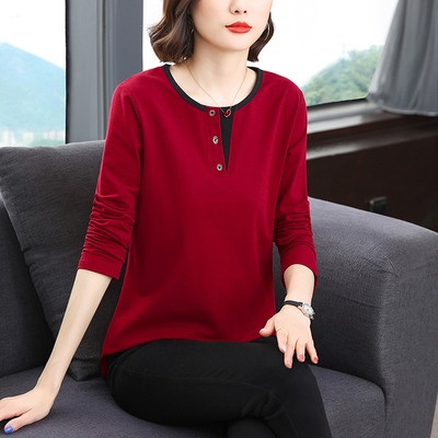 纯棉长袖t恤女上衣打底衫洋气