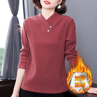 t恤大码 双面德绒打底衫 洋气妈妈百搭长袖 2025秋冬新款 上衣服 女装