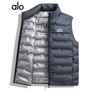 alo羽绒马甲男白鸭绒2025冬季新款内穿立领内胆轻薄背心保暖外穿