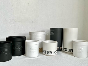 COUNTRY ROAD陶瓷简约北欧设计大收纳罐黑白家用厨房工具桶