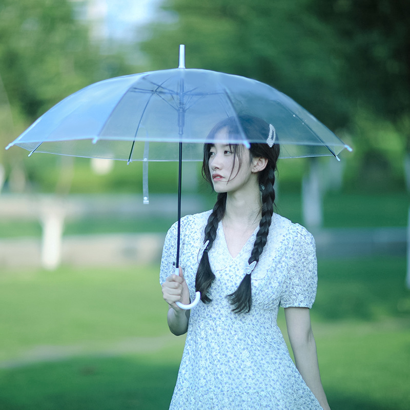 透明雨伞长柄创意地摊重庆商务半自动雨伞印刷定制logo广告伞