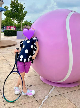 大型玻璃钢仿真篮球模型摆件商场草坪装饰品足球网球户外景观雕塑