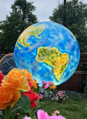 户外大号发光月球灯酒吧网红餐厅打卡装饰星球地球玻璃钢雕塑定制