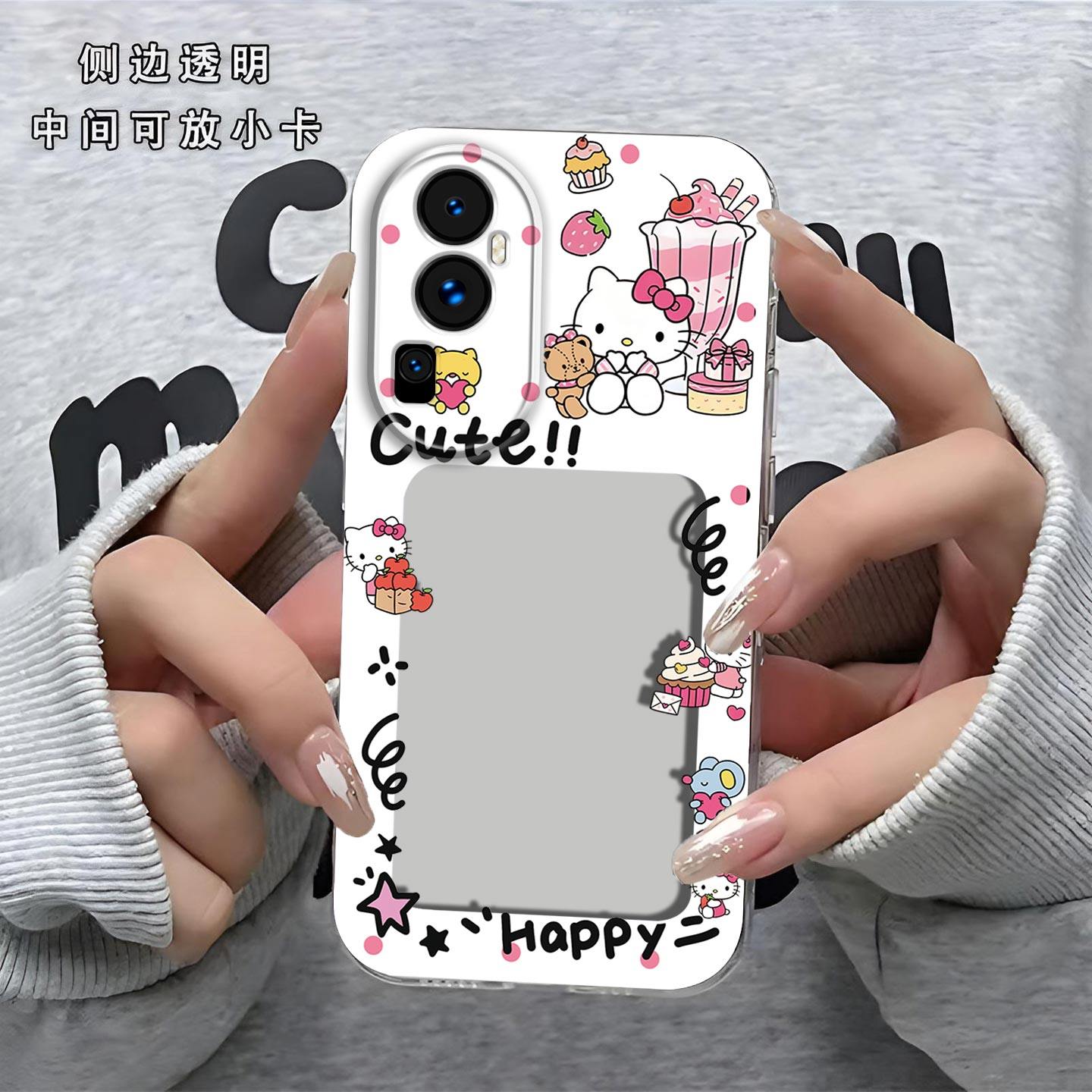 可爱KT猫相框可放照片适用OPPO Reno10手机壳Reno10Pro镜头全包Pro+磨砂防摔软壳PHW110保护套直边PHU110新款