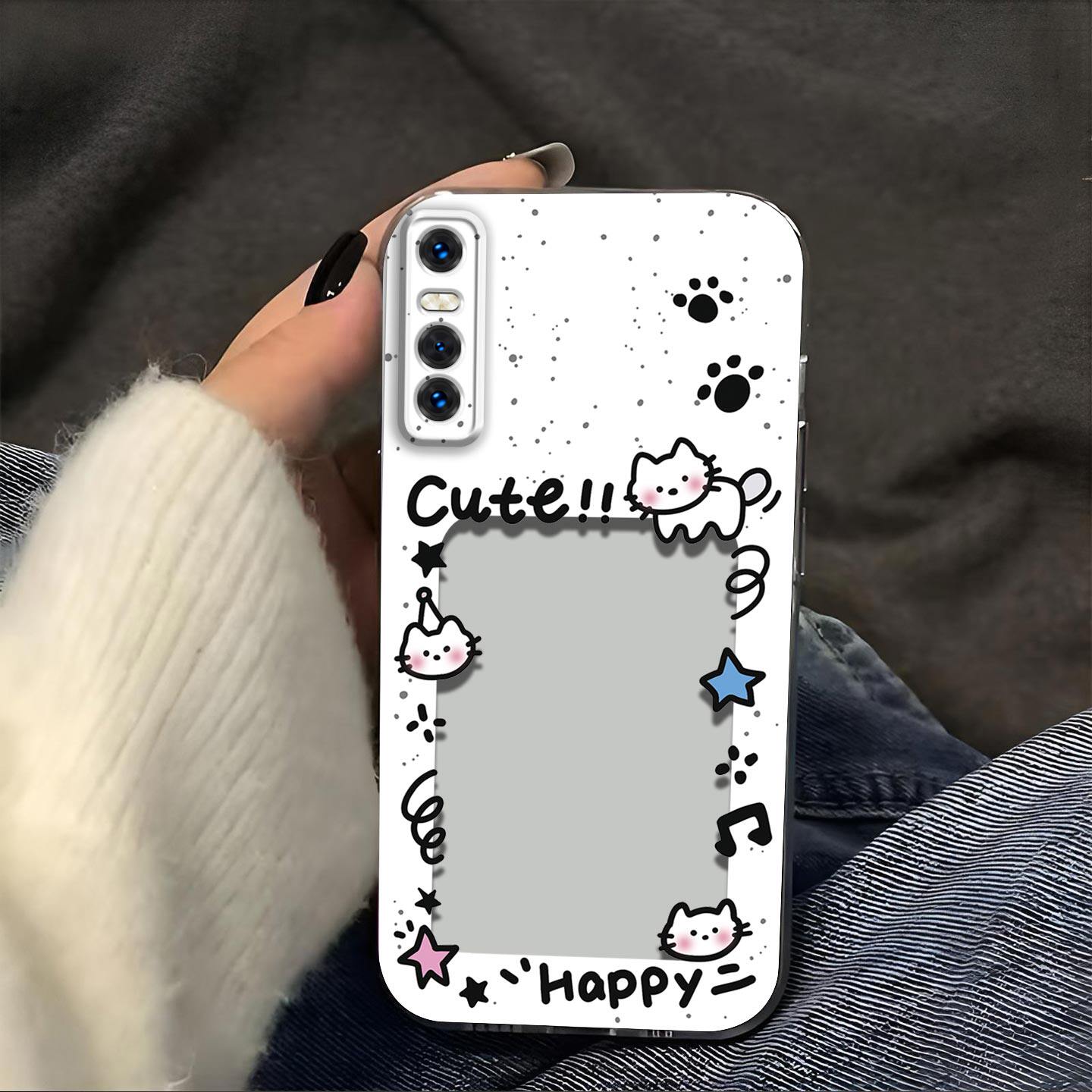 猫抓相框放照片适用于vivo Y73s手机壳镜头全包v2031a防摔s7e硅胶软壳高级感保护套超薄可爱小卡新款手机套潮