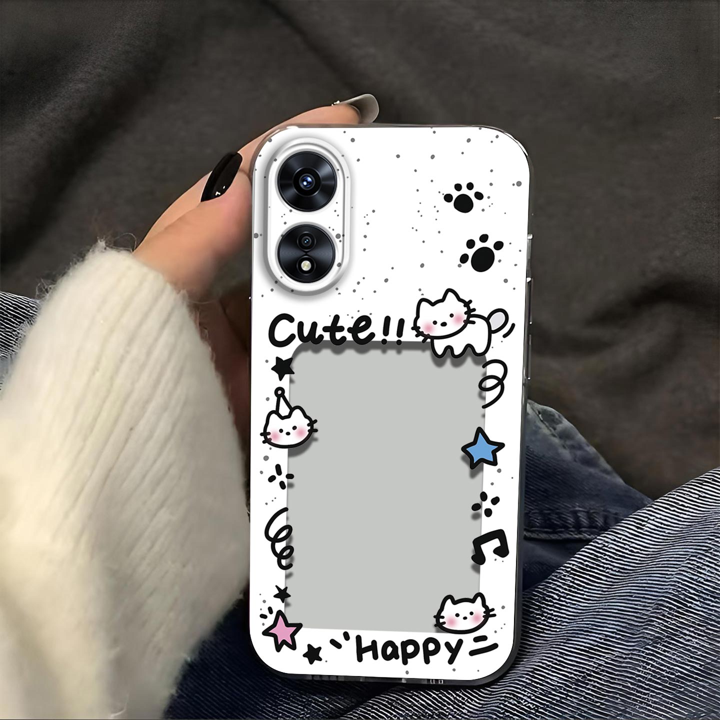 猫抓相框放照片适用OPPO A1活力版手机壳A1x镜头全包PHJ110防摔硅胶软壳高级感保护套超薄可爱小卡新款手机套