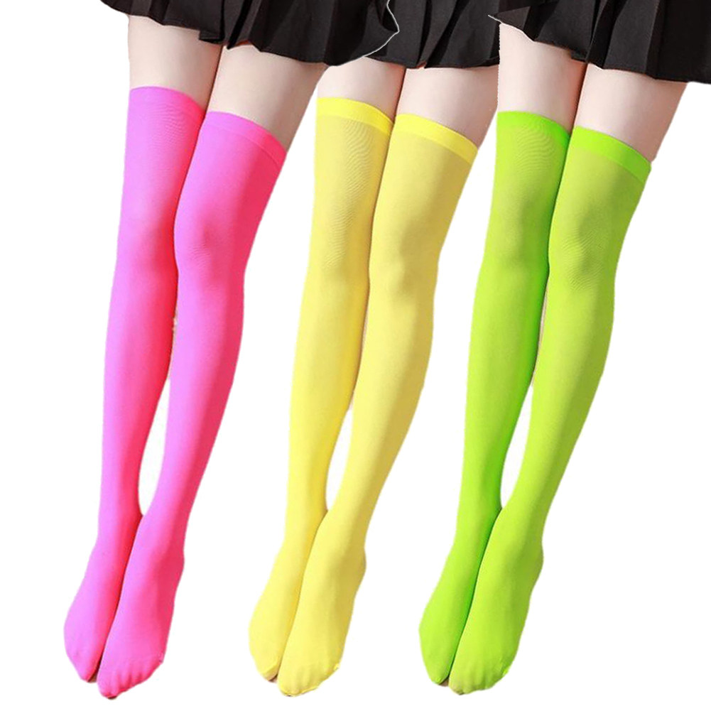 日系糖果色过膝长筒袜女学生纯色韩版学院风彩色高筒丝袜大腿袜子