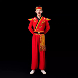 轻嫣眉打鼓服演出服女红色新款中国风喜庆大鼓腰鼓队威风表演衣服