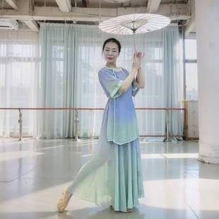 诗意花朵古典舞服唐风三件套青衫烟雨客服装清风徐来汉唐舞蹈裙女