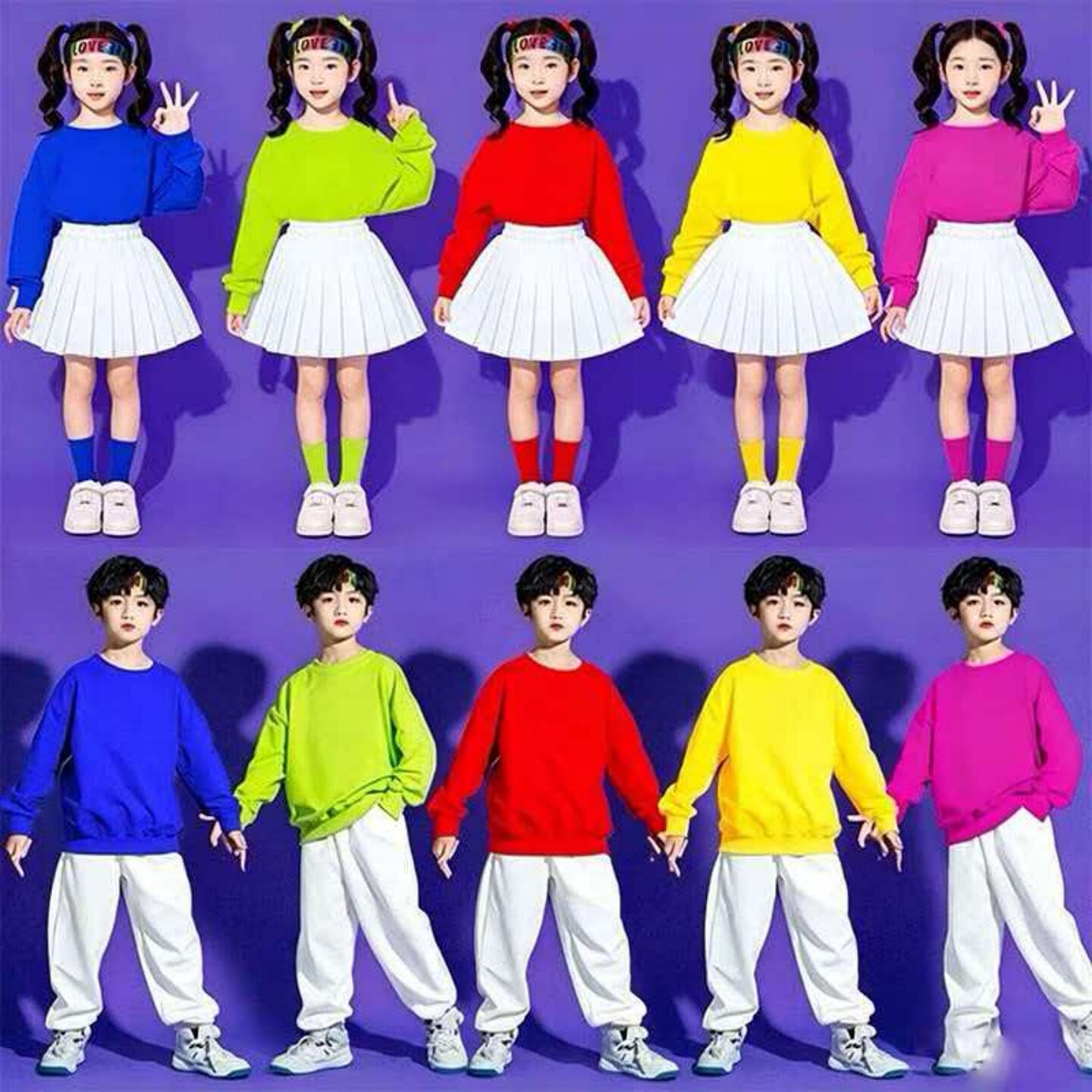 儿童运动会开幕式班服啦啦操比赛服装幼儿园合唱诗歌朗诵表演服装