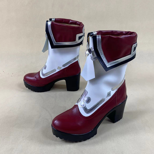 1857 原神胡桃海灯节宿雪桃红 cos鞋Cosplay鞋演出鞋动漫展