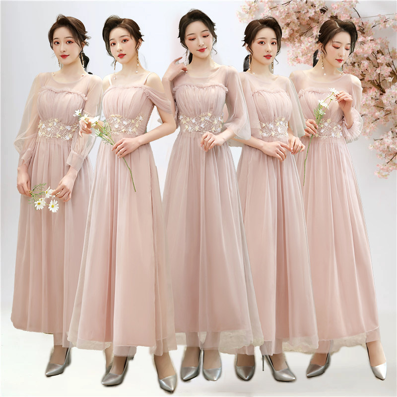 2021新款女婚礼中长款姐妹气质礼服可穿夏季结婚大码伴娘裙伴娘服