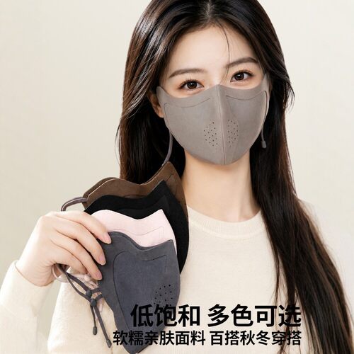 新款德绒保暖口罩3D立体无痕防风透气可调节耳绳秋冬骑行护脸面罩