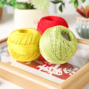 6团装 真丝棉丝光亚麻棉麻蕾丝线7号手工编织钩针材料包细毛线团