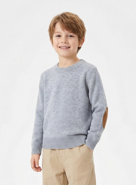 SABER-KIDS冬季加厚羊绒套头衫儿童针织男孩女童圆领毛衣宝宝打底