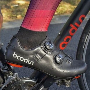BOODUN博顿新款尼龙大底公路骑行鞋 夜间反光牛皮材质锁鞋