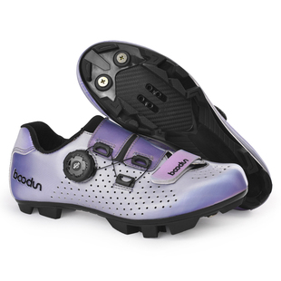 BOODUN博顿女款骑行鞋炫彩鞋面旋转纽扣尼龙大底自行车山地锁鞋