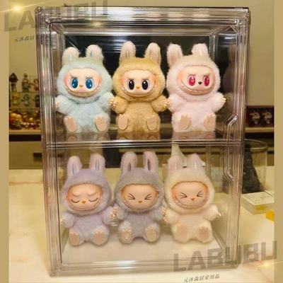 拉布布收纳盒桌面盲盒搪胶毛绒防尘展示柜玩偶手办亚克力透明盒