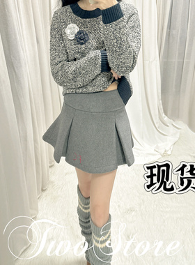 FOREVERCAN“格雷女高”学院风高比例羊毛呢A字高腰半身裙 SD2230