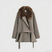 SSAVAGE 斯图亚特 解构主义羊毛领可拆卸裙摆大衣外套SS90956