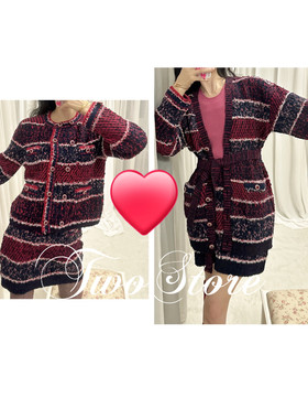 ALU高奢私服冬日圣诞氛围感高克重baby羊驼羊绒香风开衫/外套半裙