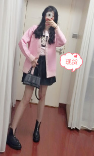 高文英同款 ALUONLINESHOP 奢品工藝敲Q彈力芝芝桃桃甜心開衫 外套
