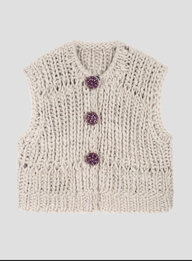 FOREVERCAN“坎佩尔”美丽诺羊毛手工感粗棒针马甲背心上衣