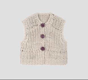 FOREVERCAN 美丽诺羊毛手工感粗棒针马甲背心上衣 坎佩尔