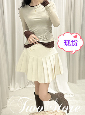 ALU高奢私服松软绒感美利奴羊毛te殊抓剪毛工艺/细腻温暖百褶半裙