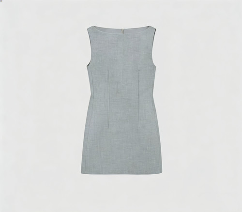 “葛瑞丝”立裁一字领川字鱼骨线收腰连衣裙SD24313