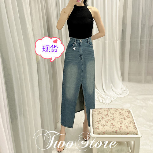 牛仔Kuroki原色牛仔開岔女神半裙