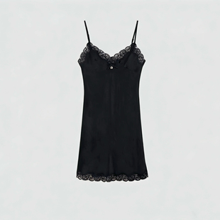 墨色绮罗 100% 蕾丝 领吊带裙ST57787 醋酸 FOREVERCAN