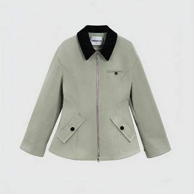 FOREVERCAN“林野春日”立裁掐腰感修身撞色夹克外套 WC24026