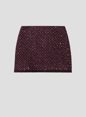 FOREVERCAN“紫绶金章”客订linton粗花呢高腰半身裙SD22786