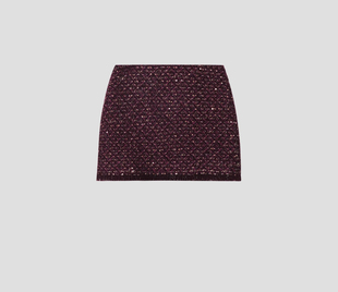 FOREVERCAN 客订linton粗花呢高腰半身裙SD22786 紫绶金章