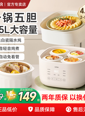 lotor电炖盅隔水炖家用4人煲汤汤盅陶瓷蒸盅全自动2025新款电炖锅