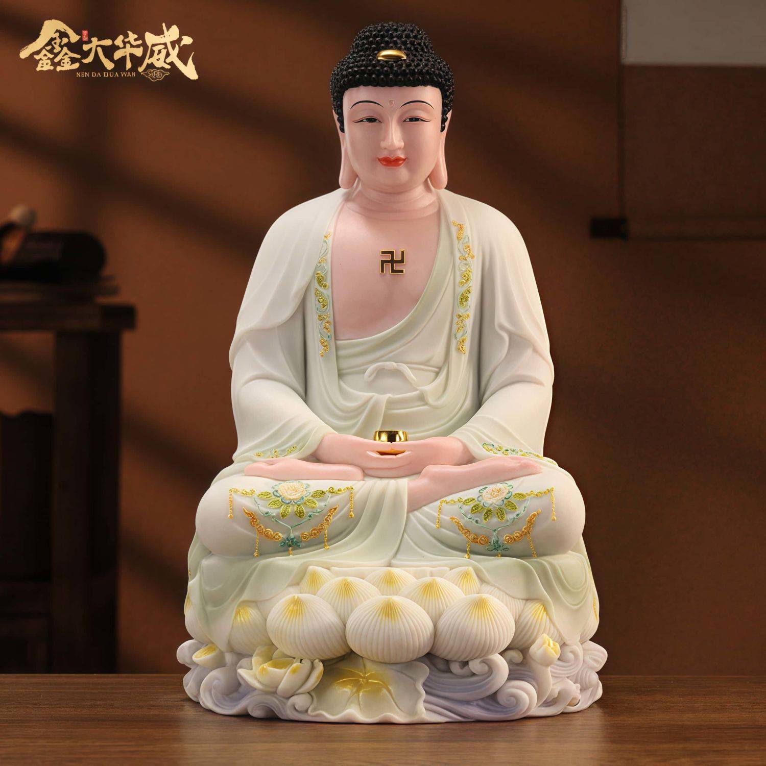 汉白玉如来佛祖佛像阿弥陀佛药师佛释迦牟尼家用佛堂供奉佛祖摆件